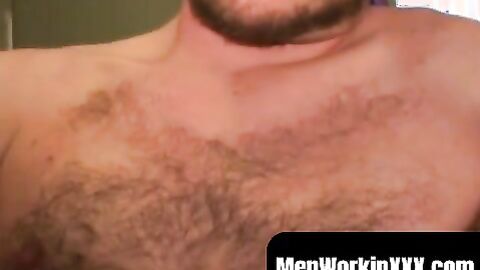 MenWorkinXXX.com - Handsome gay man stroking big cock before cumshot solo