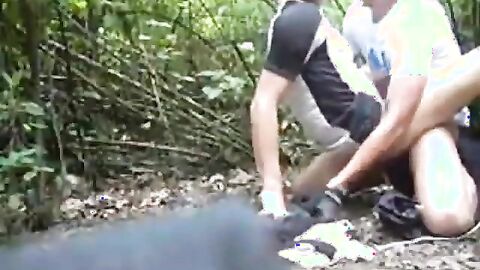 Outdoor Adventure: Trainers Deep in the Woods