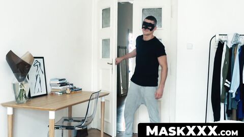 MaskXXX.com - Masked jock's athletic body reveal while tugging his cock
