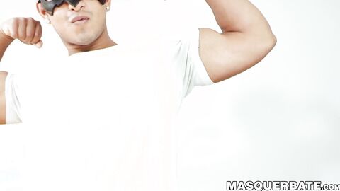 Muscled Kenzo Alvarez jacks off his big cock with fleshlight