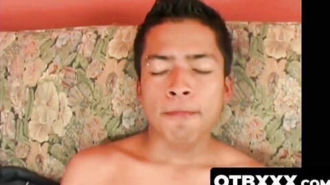 OTBXXX.com - Latino twinky strokes his dick until he shoots a massive load of warm cu