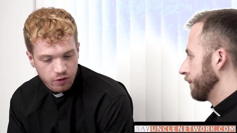 SayUncleNetwork.com - Kinky priest stretches altarboy's ass after a passionate blowjo