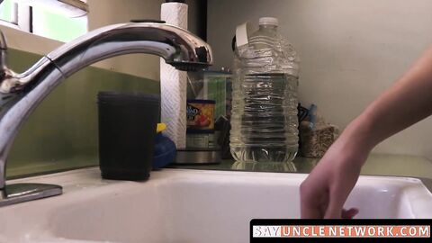 SayUncleNetwork.com - Naughty stud blindfolds young gay stepson before raw plowing an