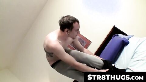 Str8Thugs.com - Hairy straight twink's fun solo time with lube and a cum blasting fin