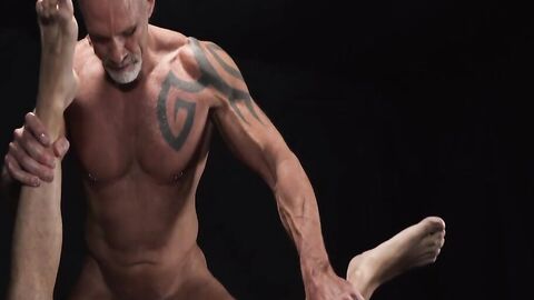 Muscular daddy slides his long thick cock into the sweaty hole of twink Marcus Rivers