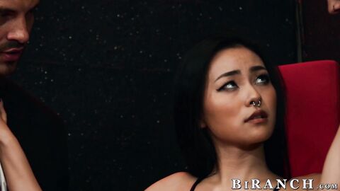 Japanese seductress Rae Lil Black worships two giant penises that eventually destroys