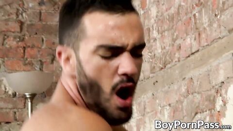 Big dicked stud cums hard while being fucked in the ass