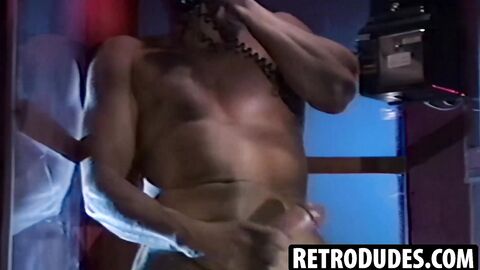 RetroDudes.com - Big dicked Matt Ramsey slowly strokes his hard cock before jacking i
