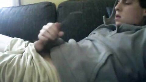 Twink's Webcam Masturbation: Cumming on Face