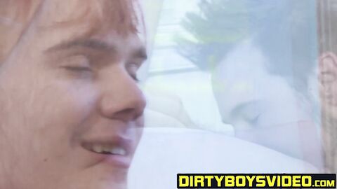 Aiden Clark is rimmed and face fucked by Knoxs monster cock