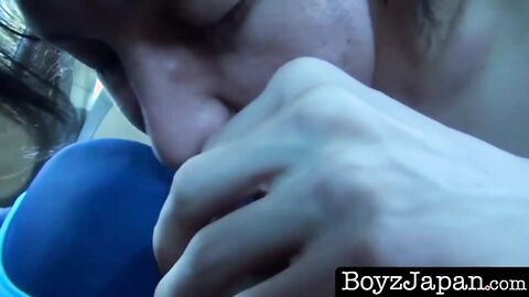 BoyzJapan.com - Japanese emo sucking his cock-ringed boyfriend in nature