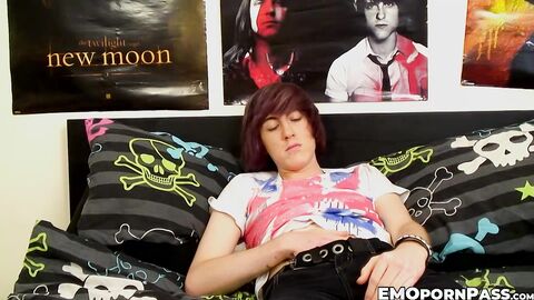 Alexander Daniels gripping his cock while moving it up and down