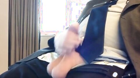 Suited Silver Fox Jerks Off Solo