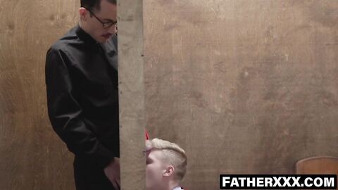 FatherXXX.com - Attractive seminarian's good blowjob for his superior