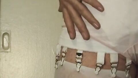 Cum Drops Keep Falling on Dyanne JO's 20-garter Girdle