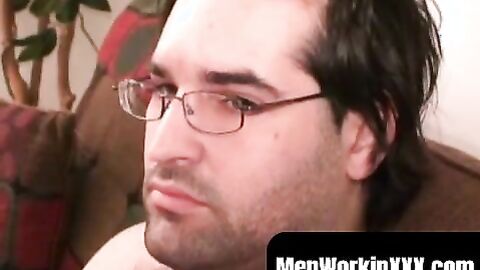 MenWorkinXXX.com - Solo masturbation session with gay stud with glasses intensely