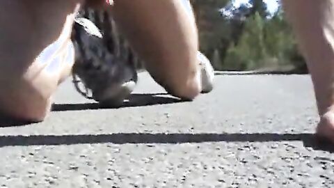 Outdoor Handjob Overlooking the Highway