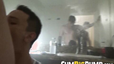 Gorgeous studs bareback skinny dude in the bathroom