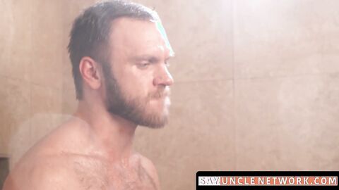 SayUncleNetwork.com - Bearded Mormon drills cute freckled twink doggystyle in shower