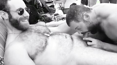 Muscular Bear John Gets Fucked at a Wild Pool Party