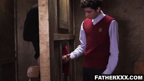 FatherXXX.com - Pastor's arousal from seductive confessions leads to raw fuck
