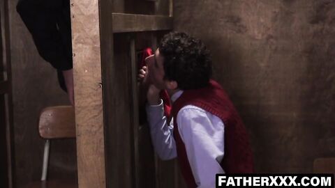 FatherXXX.com - Pastor's arousal from seductive confessions leads to raw fuck