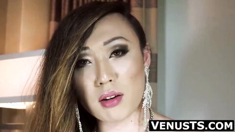 Asian tbabe's slow tease and hard cock jerk off