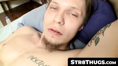 Str8Thugs.com - White thug Max's hot jizz squirting dick jerk off session