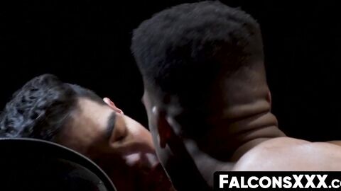 FalconsXXX.com - Interracial bareback and rimming with three muscular jocks in a hot