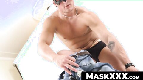 MaskXXX.com - Jock's slow naked strip and rough cock tugging solo act