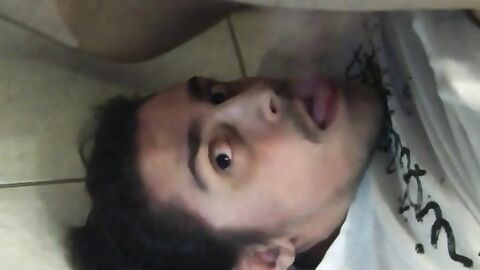 Self-sucking hunk masturbates and tastes his own cum