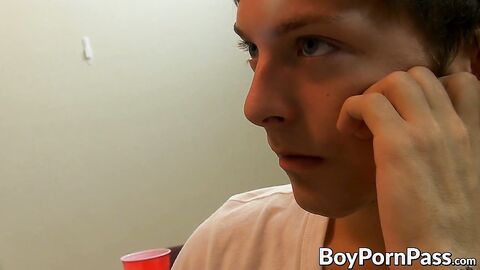 Twink grips onto classmates broad hips as he fills his hole