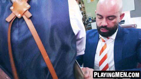 PlayingMen.com - Bruno Max fingers and fucks Ricky Hard's pink hole in a suit