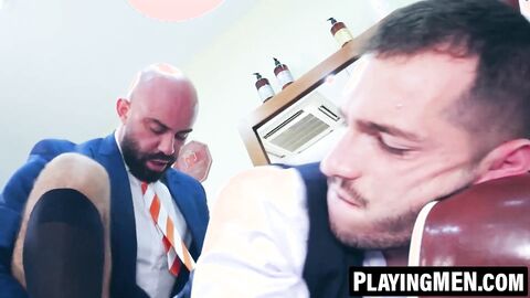 PlayingMen.com - Bruno Max fingers and fucks Ricky Hard's pink hole in a suit