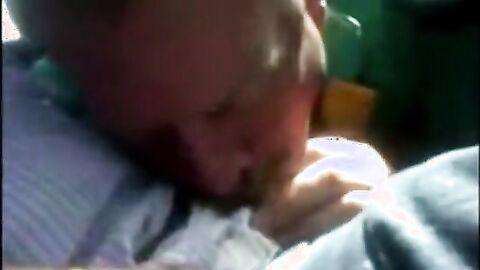 Stranger Sucks Dad's Cock in Car - Amateur Outdoor Blowjob