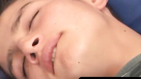 OTBXXX.com - Amateur twink plays with his big cock and fingers his tight asshole unti