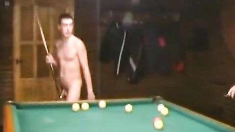 Nude Russian Soldiers Playing Pool