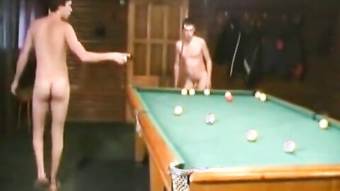 Nude Russian Soldiers Playing Pool