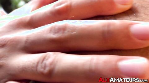 Bearded Zeno Rey works his hand to his uncut cock and bursts with cum