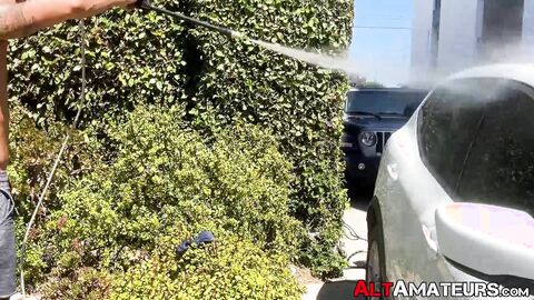 Handsome Jace grabs and works on his dick during a hot summer day