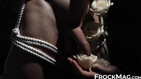 Dominant Bound Fly Boy strokes the white rose into the smooth skin and dick of restra