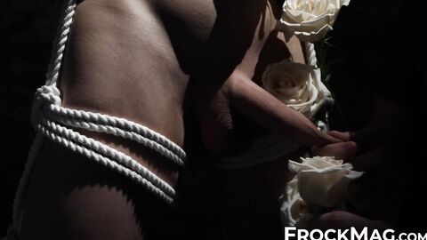 Dominant Bound Fly Boy strokes the white rose into the smooth skin and dick of restra