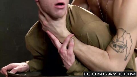 Muscular prisoner Ty overpowers his twink captor Liam