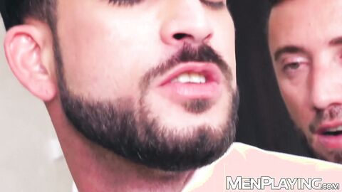 Hunky muscular men Javi Gray and Marcos Oliveira bareback intensely