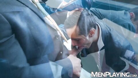 Hunky bearded businessman Bruno Max raw breeds bottom Leo Galileo