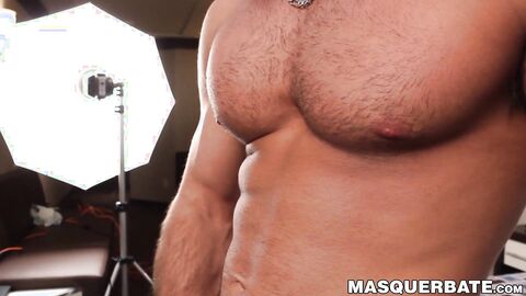 Hard muscled JP uses his skill hands for solo masturbating session