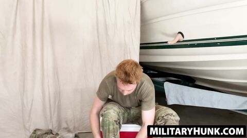 MilitaryHunk.com - Military jock's solo anal play and big cock masturbation