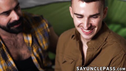 Ryan Jacobs and Aiden Jacobs heated up their tent with their stepdads