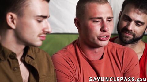 Ryan Jacobs and Aiden Jacobs heated up their tent with their stepdads