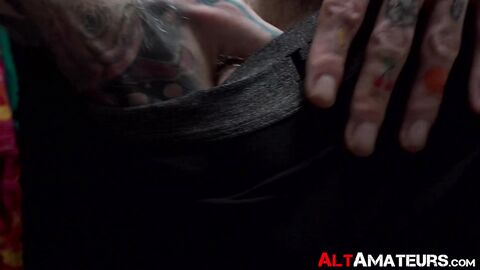 Inked Logan Flood masturbates swelly cock and finishes shaking